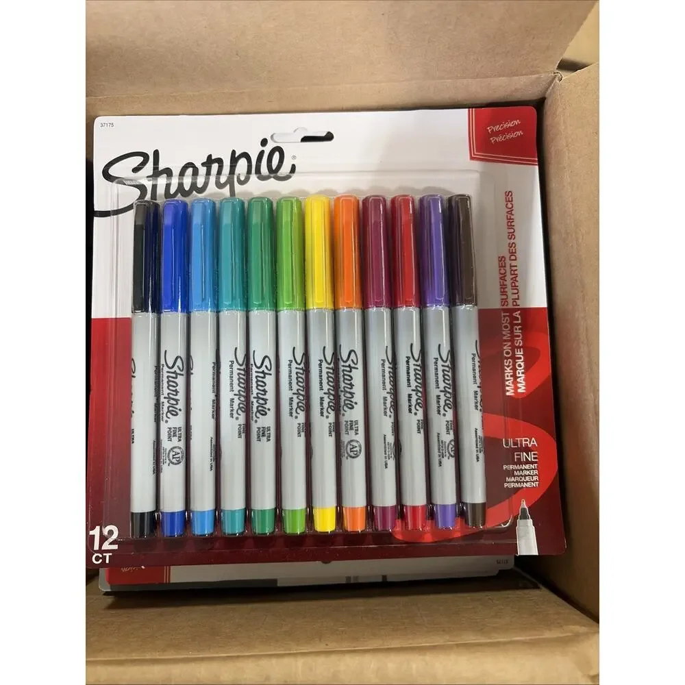 Sharpie Permanent Markers Ultra Fine Point Assorted Colors 12 Count FAST SHIPPIN